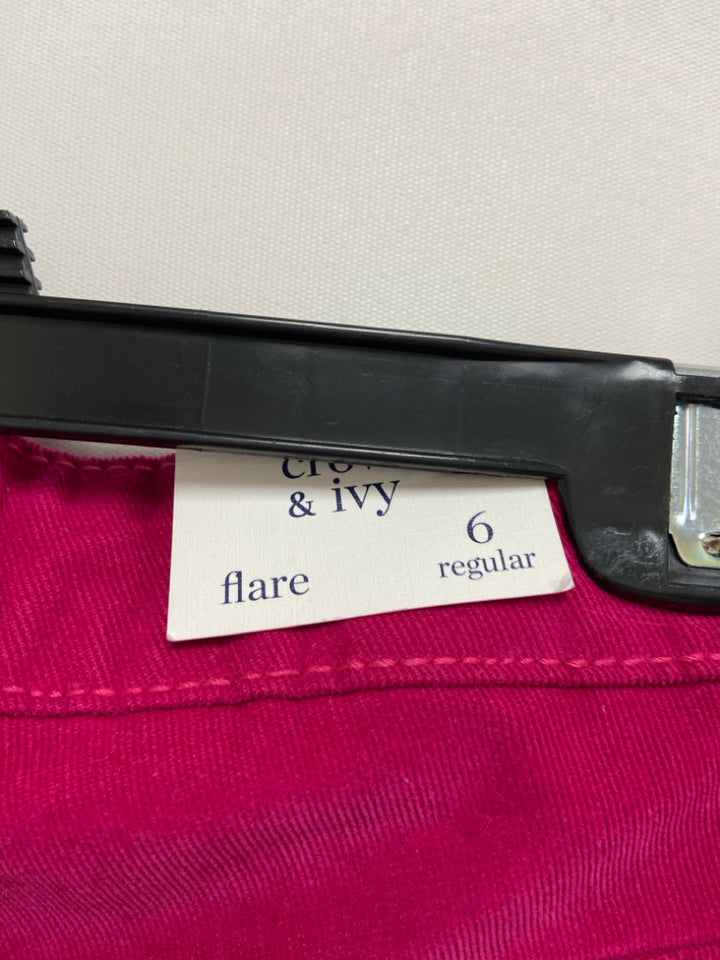 NWT Crown &amp; Ivy Size 6 Hot Pink Corduroy Ladies Pants