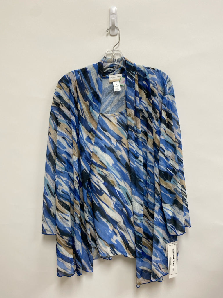NWT Alfred Dunner  SIZE  2X White/Blue Black/Tan Streaked Sheer Plus Size Jacket