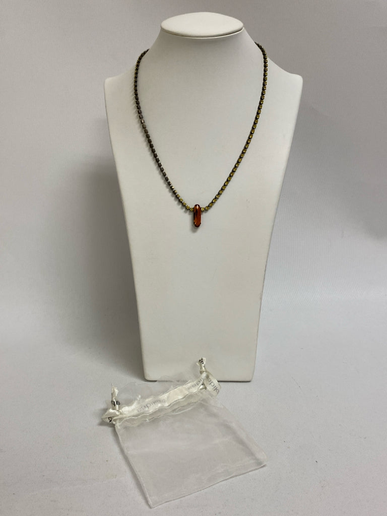 sabika Yellow/Orange Black Jeweled Necklace