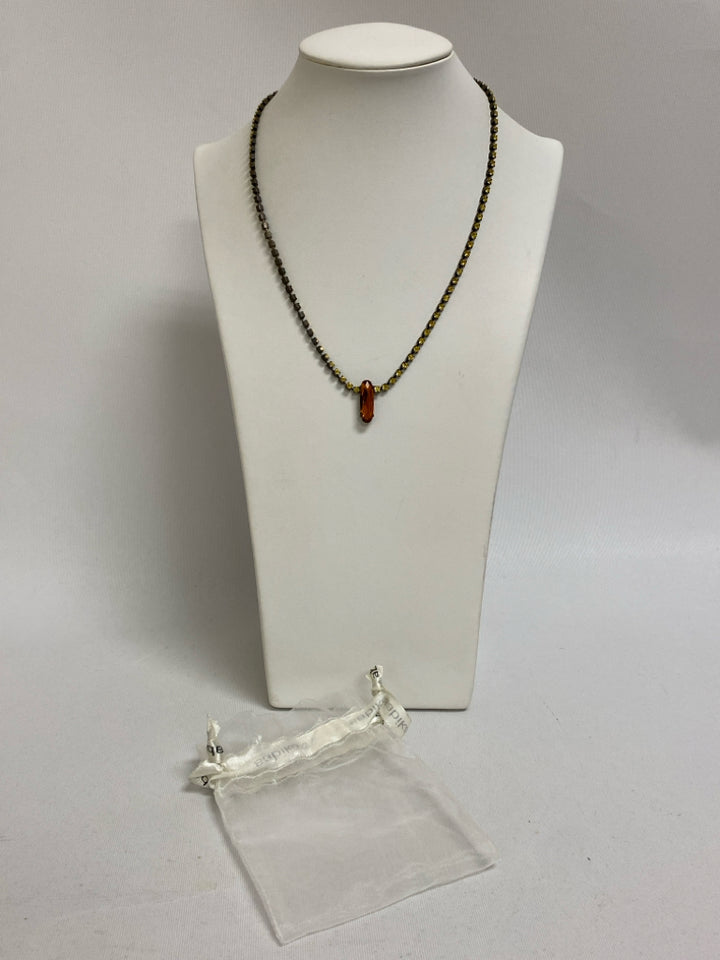 sabika Yellow/Orange Black Jeweled Necklace