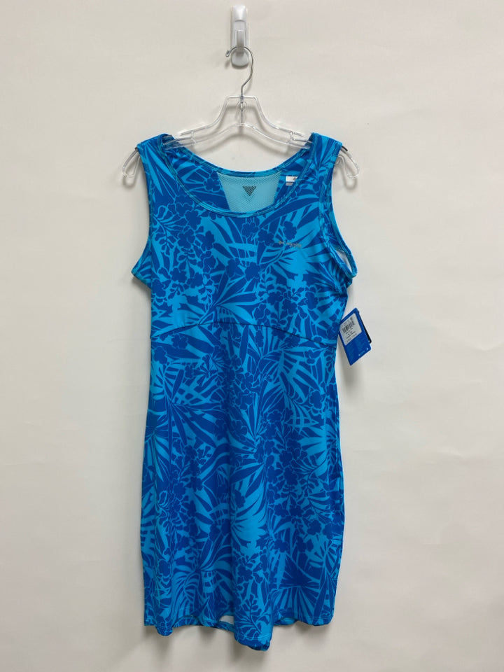 NWT Columbia Size L Turquoise Blue Floral Sleeveless Ladies Dress