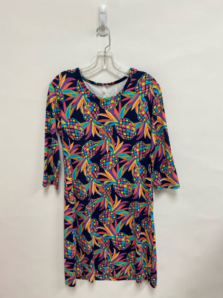 LuLu-B Size XS Navy Pink/Multi Pineapples Ladies Dress