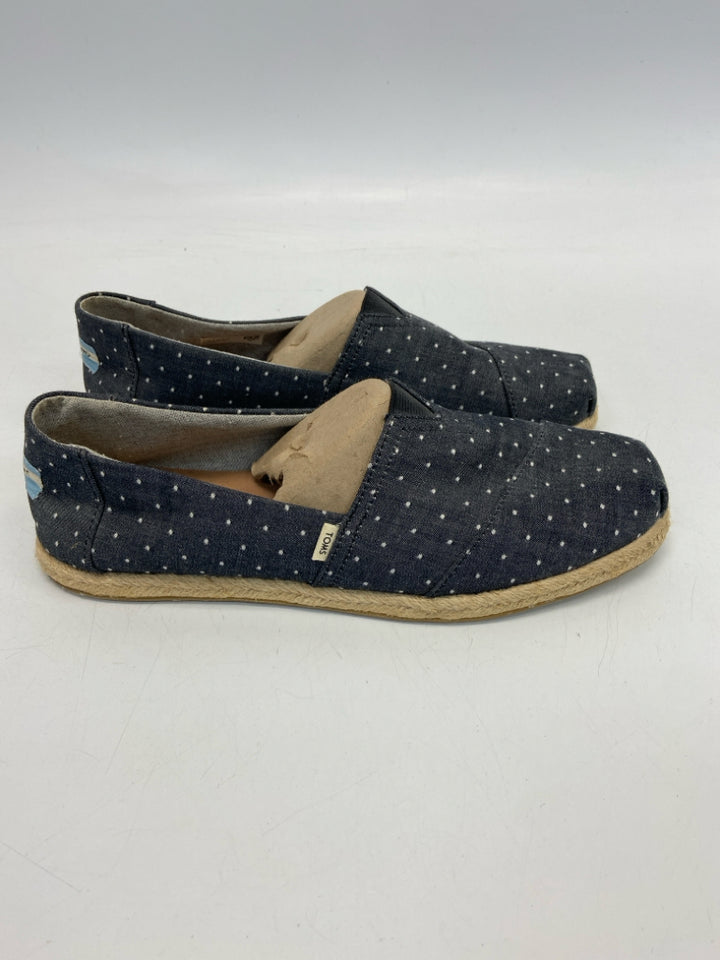 Toms  Size 10 Dark Gray White Dot(s) Flats