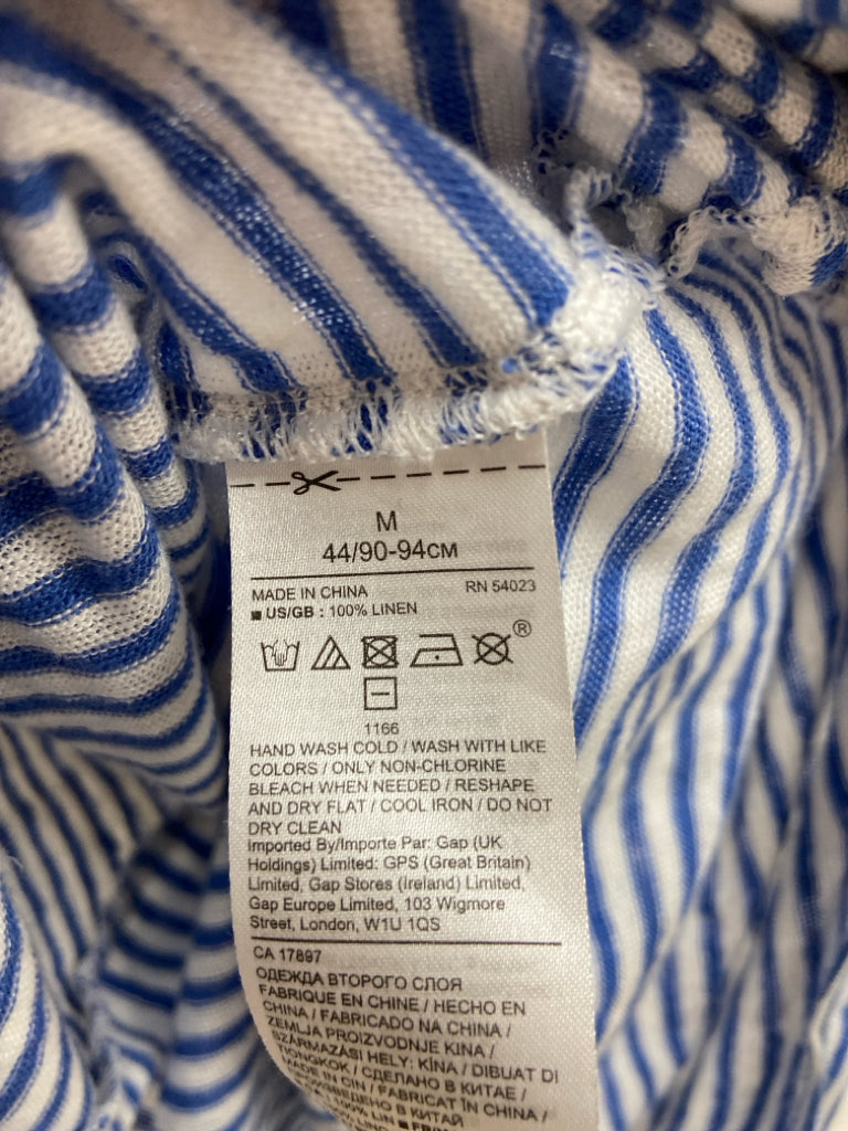 Banana Republic Size M White Blue Striped Sleeveless Ladies Top