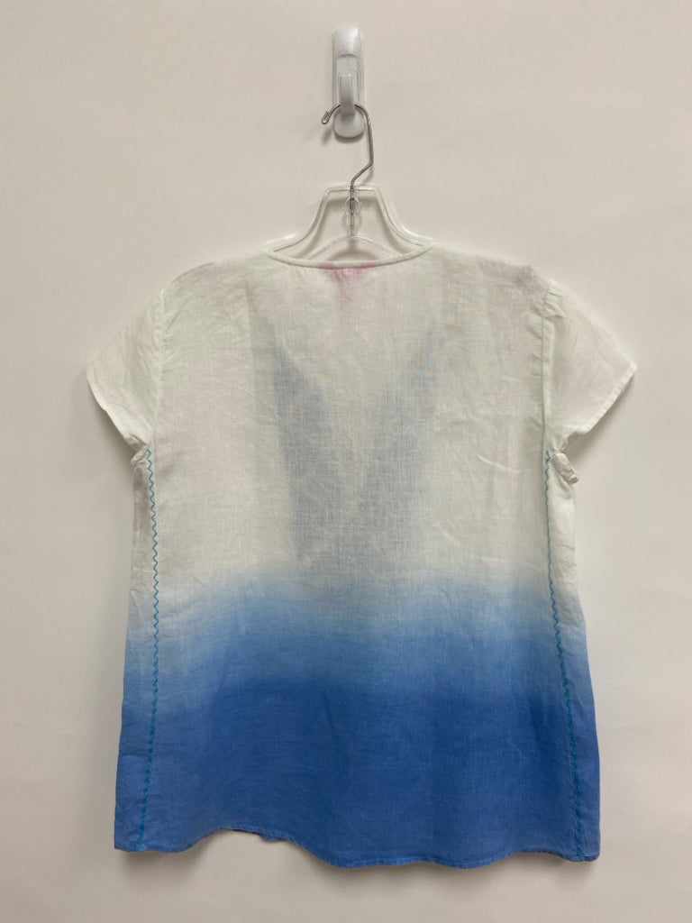 LILLY PULITZER Size S White Blue Gradient Embroidered Ladies Top