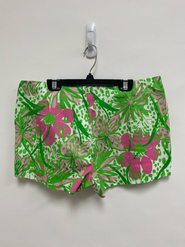 LILLY PULITZER Size 8 White/Green Pink Floral Ladies Shorts