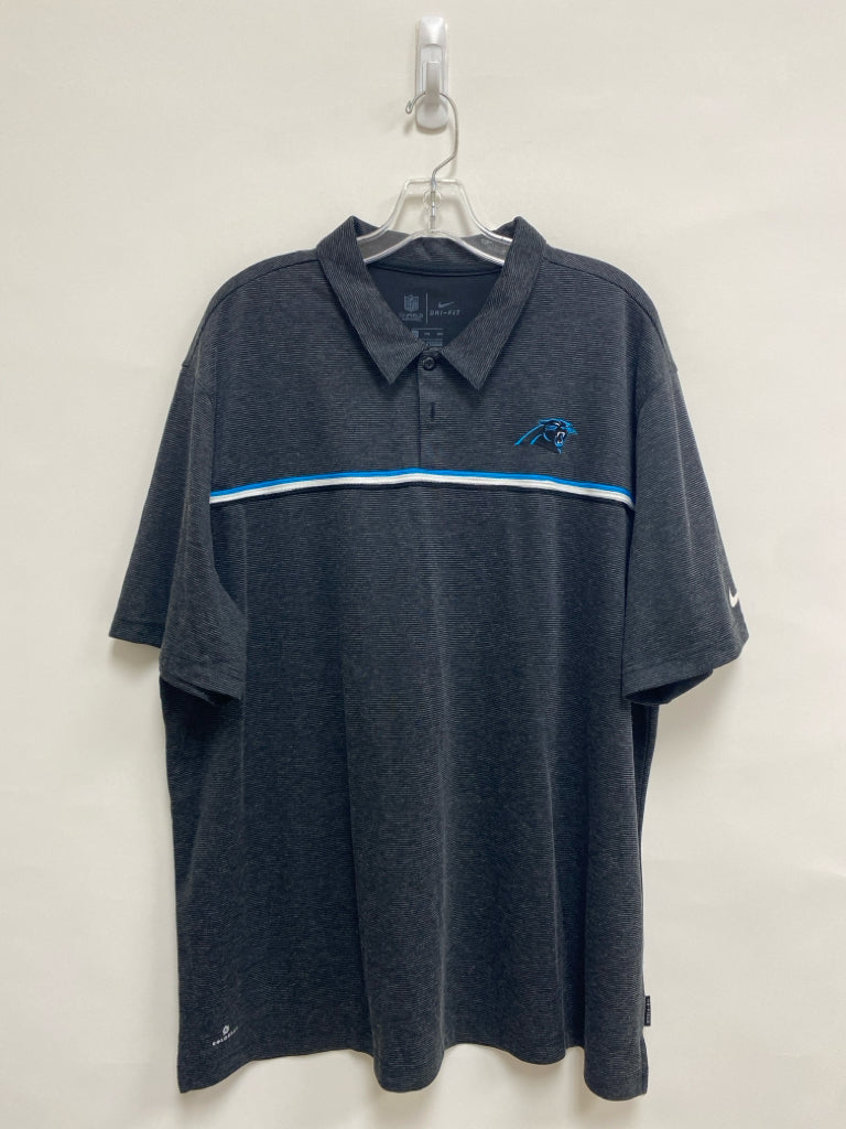 Nike Size XXL Black/Gray Blue Striped Polo Men&