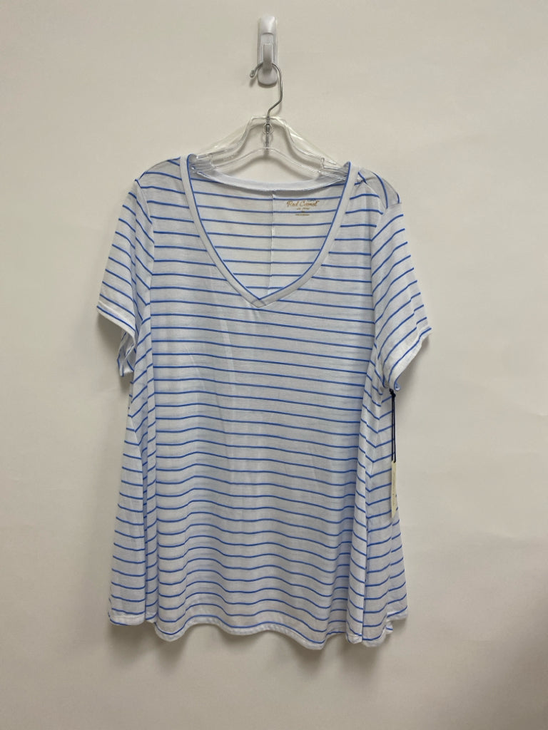 NWT Red Camel  SIZE  2X White Blue Striped Plus Size Top