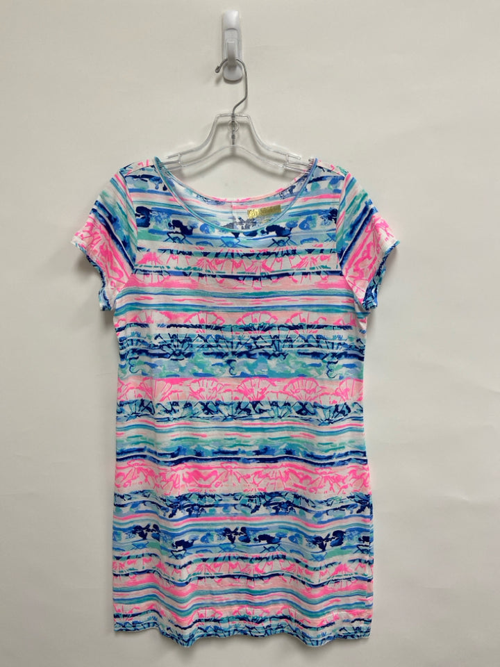 LILLY PULITZER Size L White Blue/Pink Striped Ladies Dress