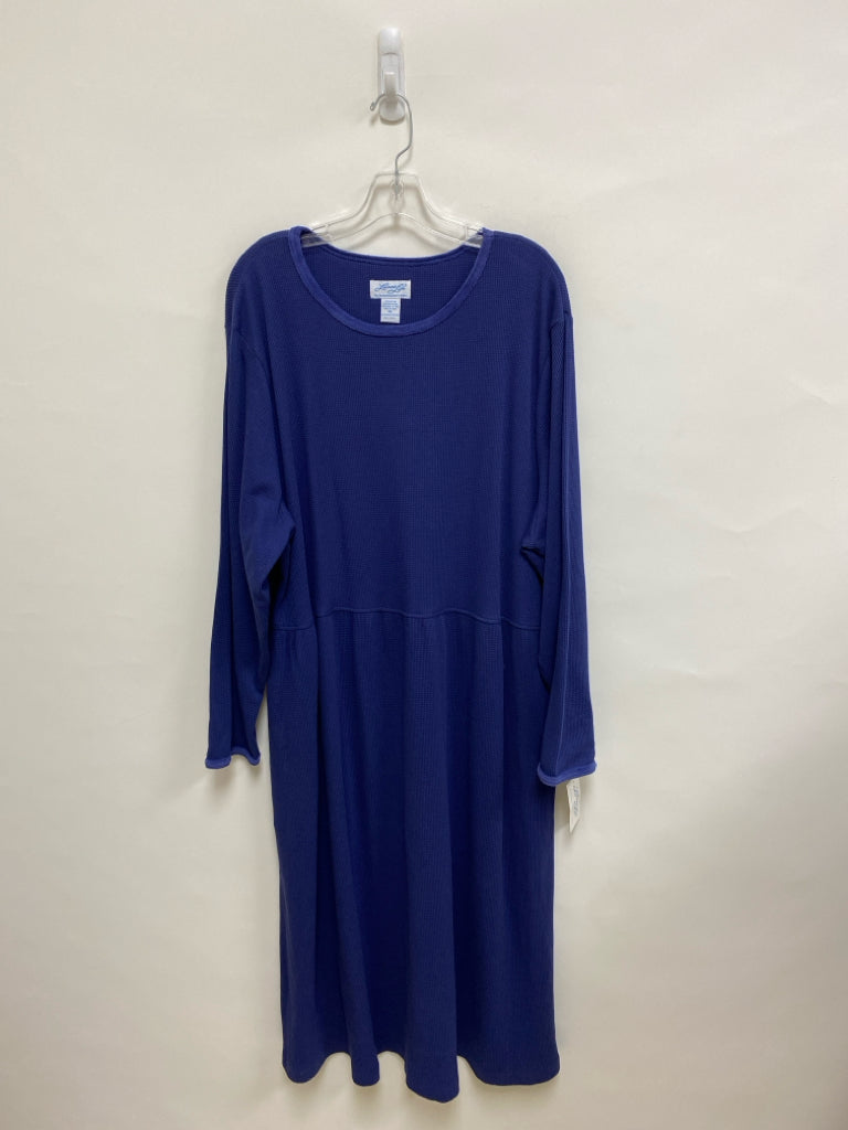 NWT Size 3X Blue Waffle Long Sleeve Plus Size Dress