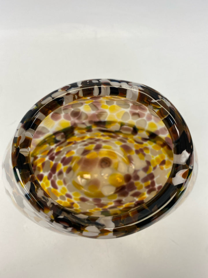 Gold/Clear Purple/White Speckles Glass Vase