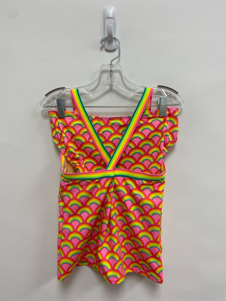 Lands End SIZE 14 Pink/Orange Green/Blue Rainbows Girl&