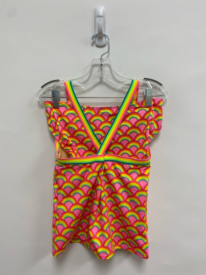 Lands End SIZE 14 Pink/Orange Green/Blue Rainbows Girl&