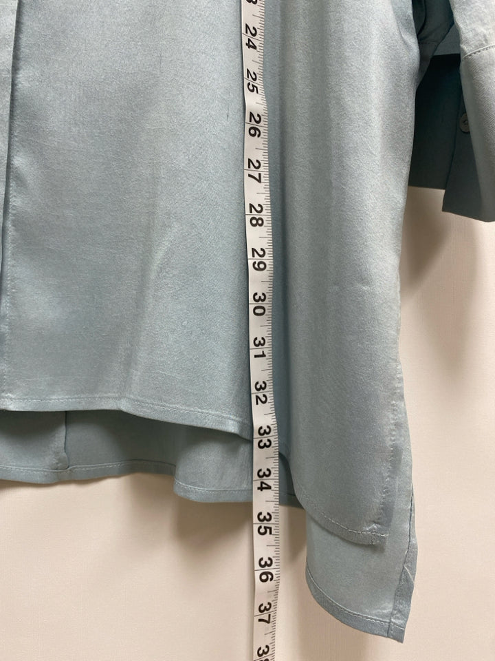 Eileen Fisher Size M Pale Blue Button Up Silk Ladies Top
