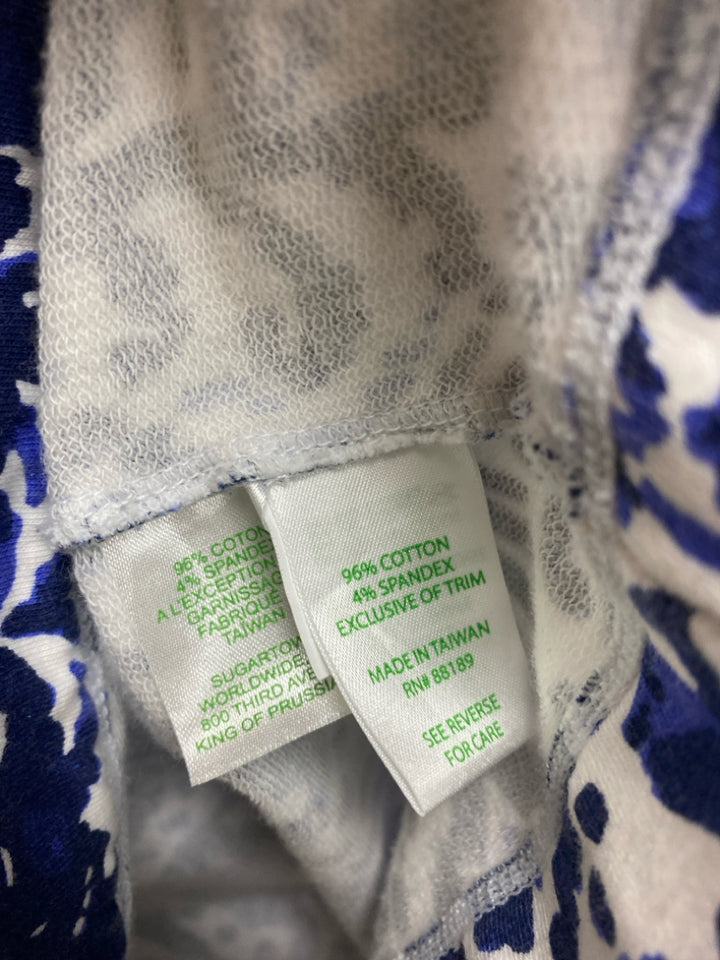 LILLY PULITZER Size L White Navy/Blue Elephant(s) Quarter Zip Ladies Jacket