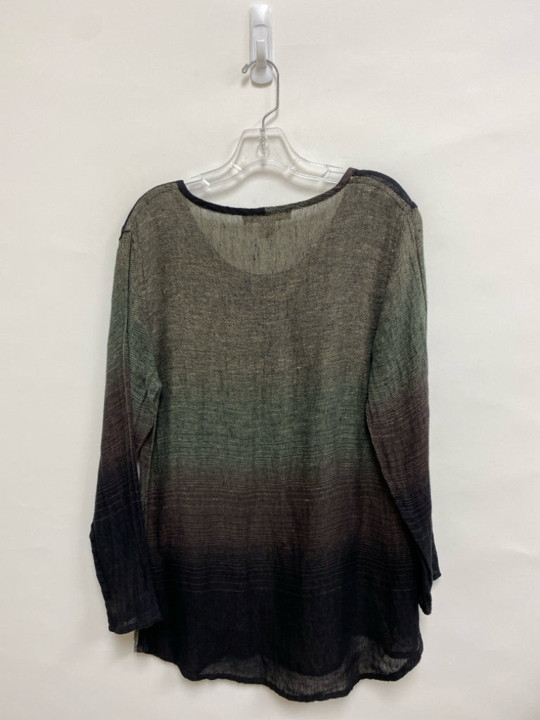 Flax Size S Black/Green Mauve Woven Linen Ladies Top