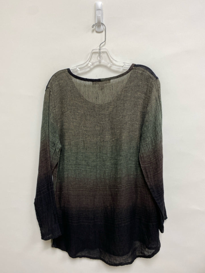 Flax Size S Black/Green Mauve Woven Linen Ladies Top