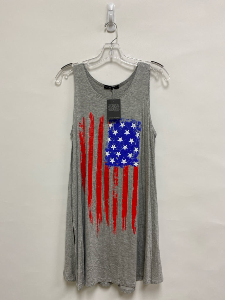 NWT Size L Gray American Flag Sleeveless Ladies Dress