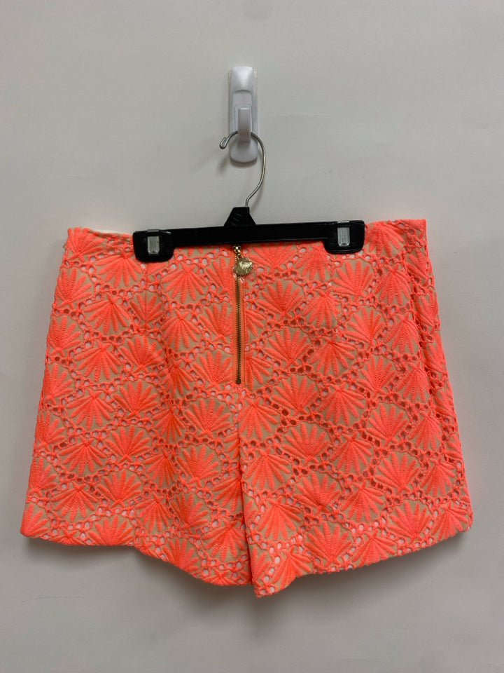 LILLY PULITZER Size 2 Beige Neon Coral Lace Ladies Shorts