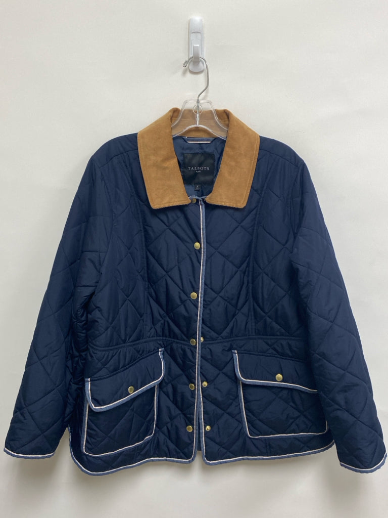 Talbots Size 1X Navy Tan Trimmed Plus Size Jacket