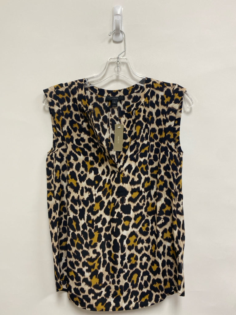 NWT J Crew Size 00 Beige Tan/Black Animal Print Sleeveless Silk Ladies Top