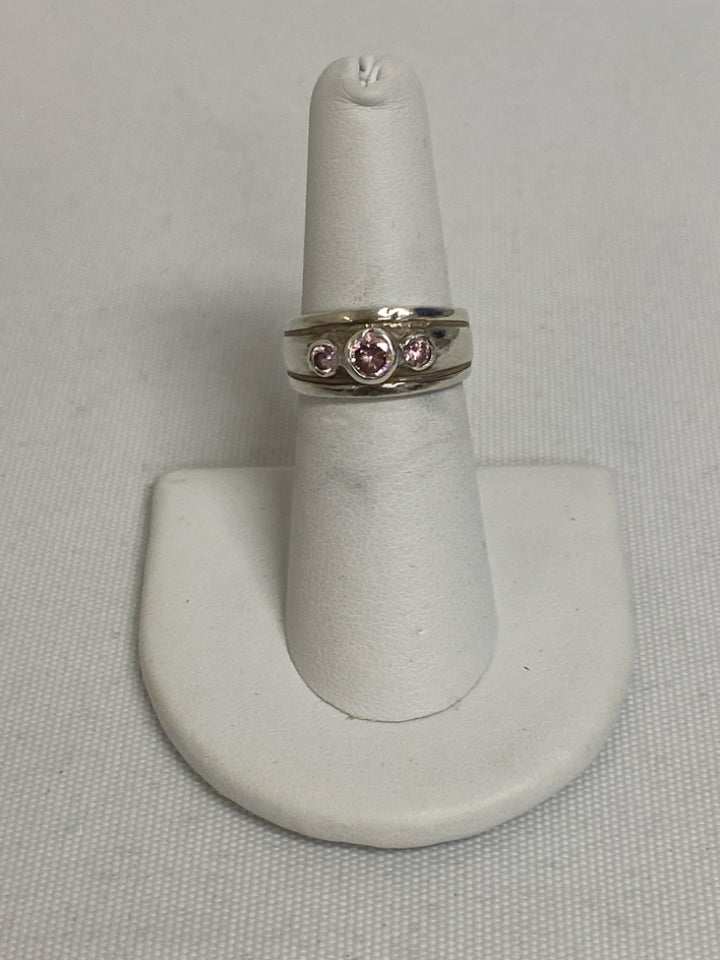 Silver Pink Jeweled Ring