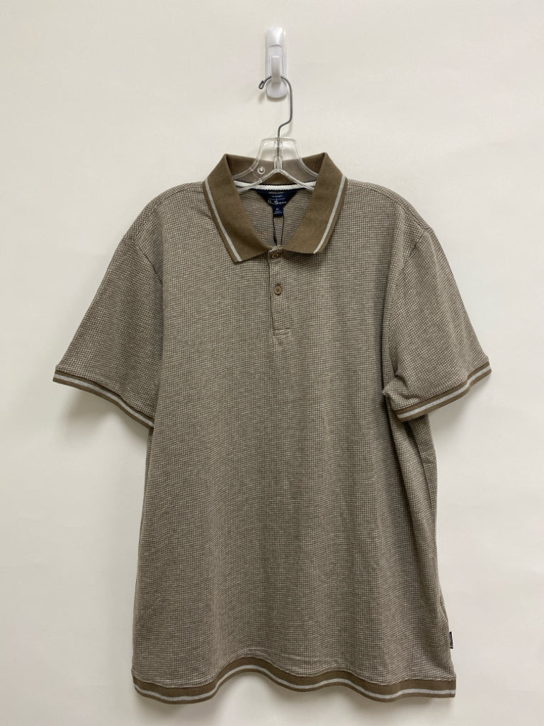 NWT Ben Sherman Size XL Beige Gray Houndstooth Polo Men&
