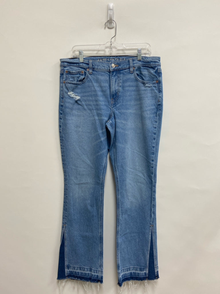 American Eagle Size 14 Faded Blue Distressed Ladies Jeans