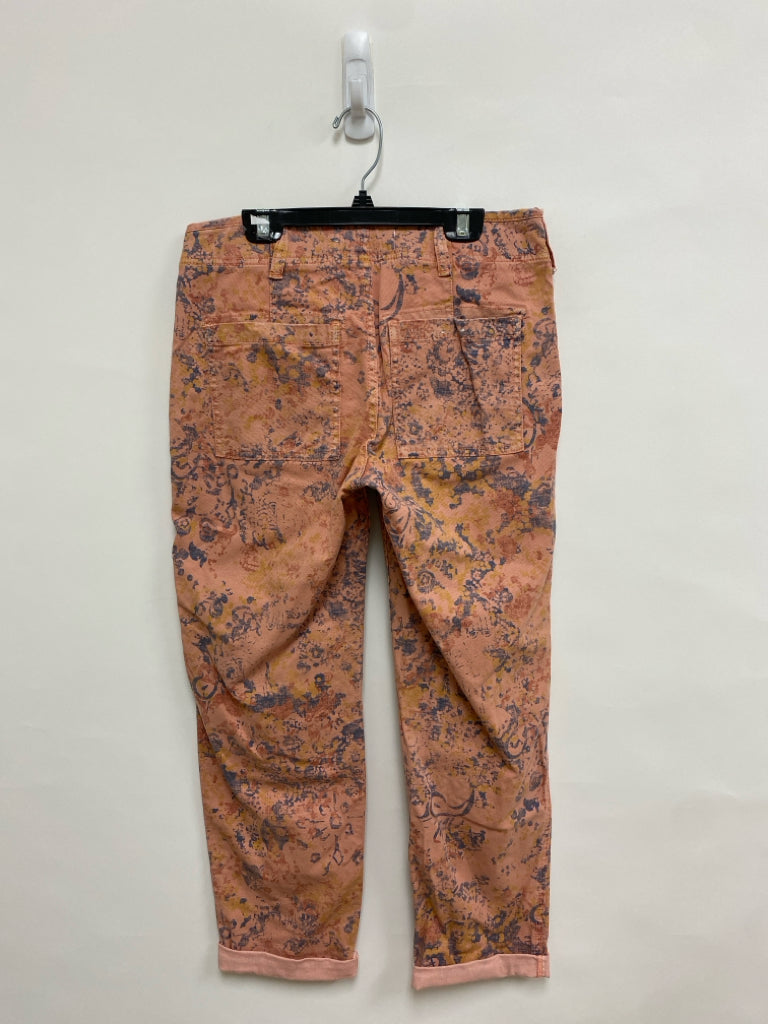 NWT Anthropologie Size 26 Coral Navy/Yellow Print Cropped Ladies Pants