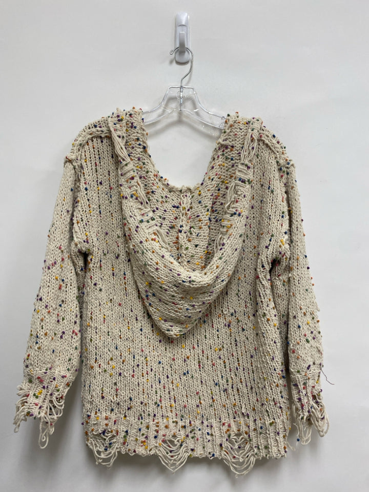 POL Size S Cream Multi Color Speckles Hooded Ladies Sweater