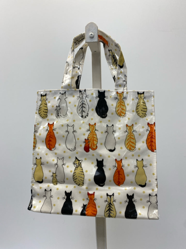 White Multi Color Cats Lunch Tote