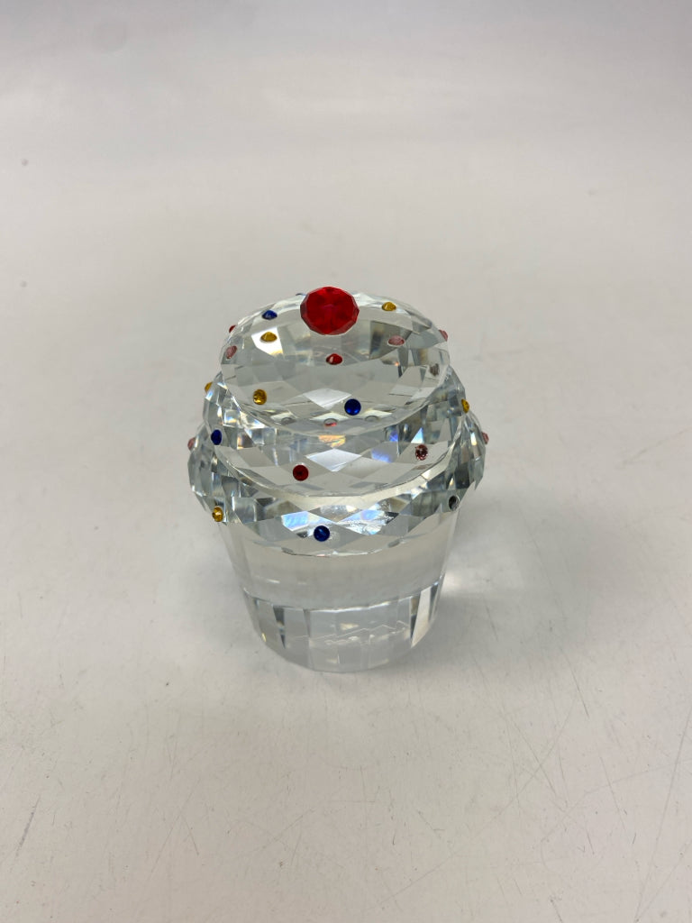 Clear Multi Color Crystal Paperweight