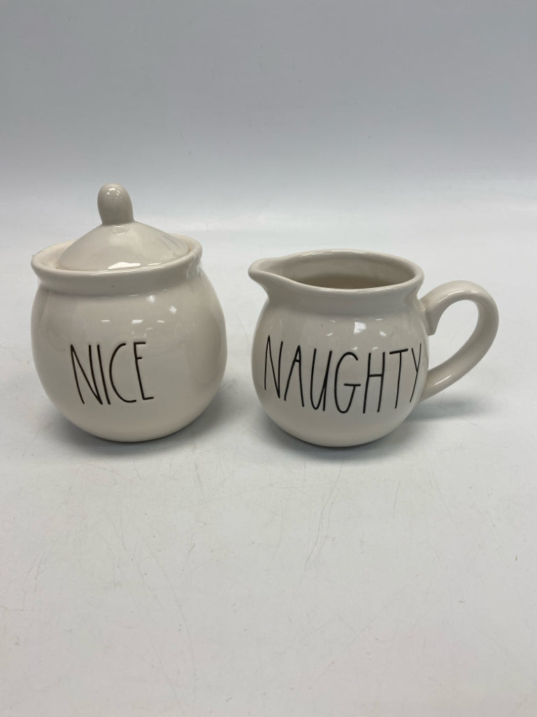 Rae Dunn White Black Words Ceramic Sugar/Creamer