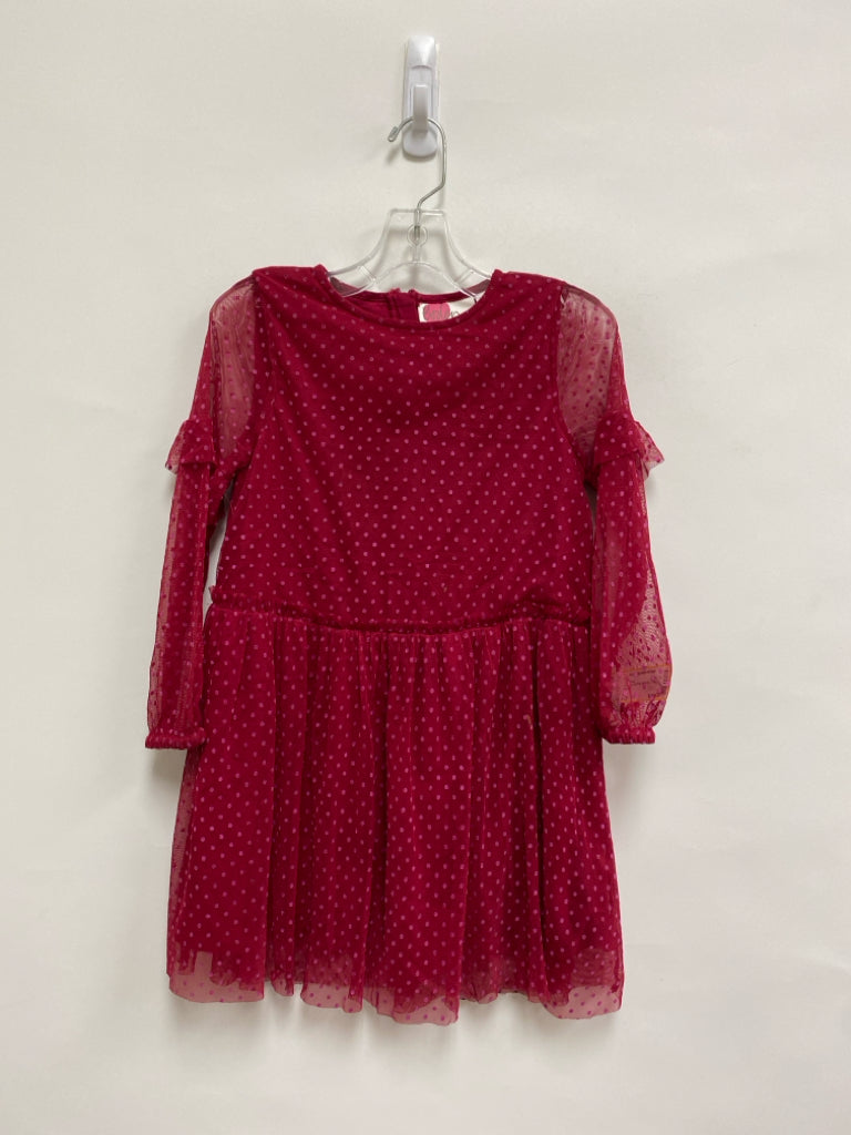 Boden SIZE 6/7 Cranberry Hot Pink Polka Dot Long Sleeve Girl&
