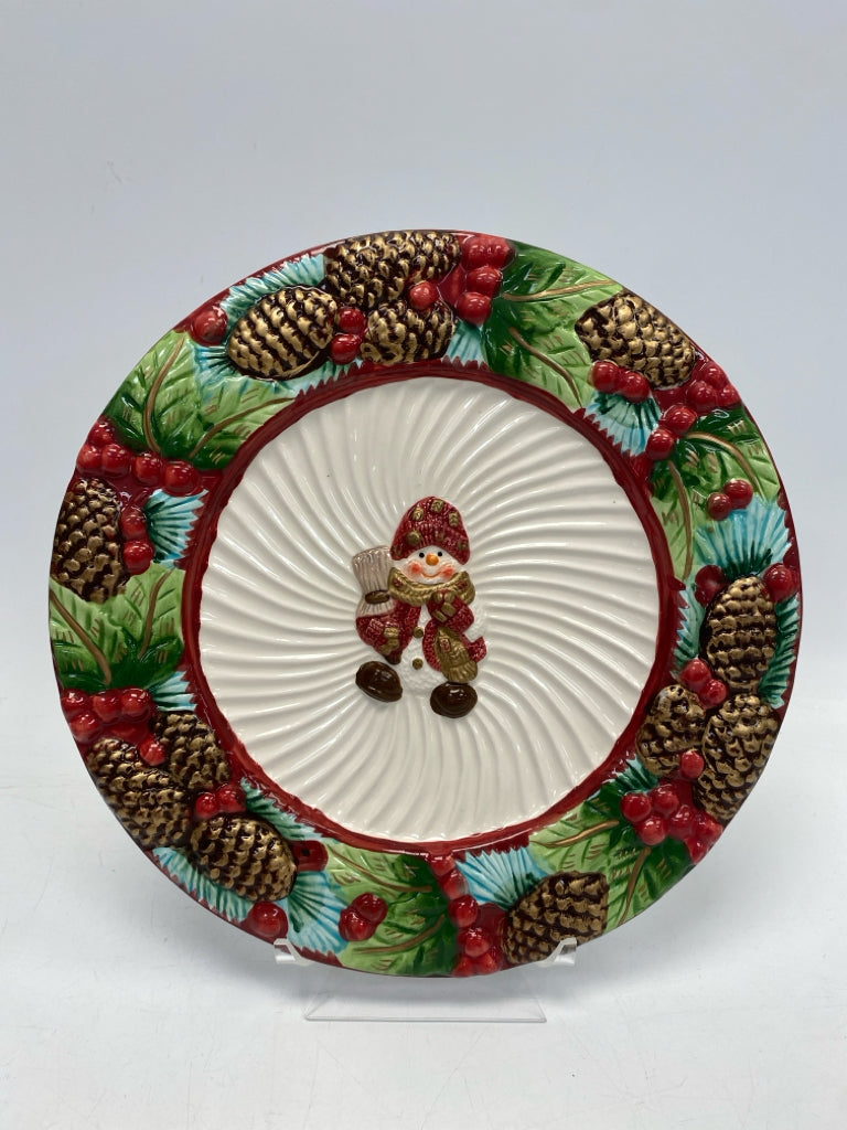 Red/White Brown/Green Pinecone Ceramic Christmas