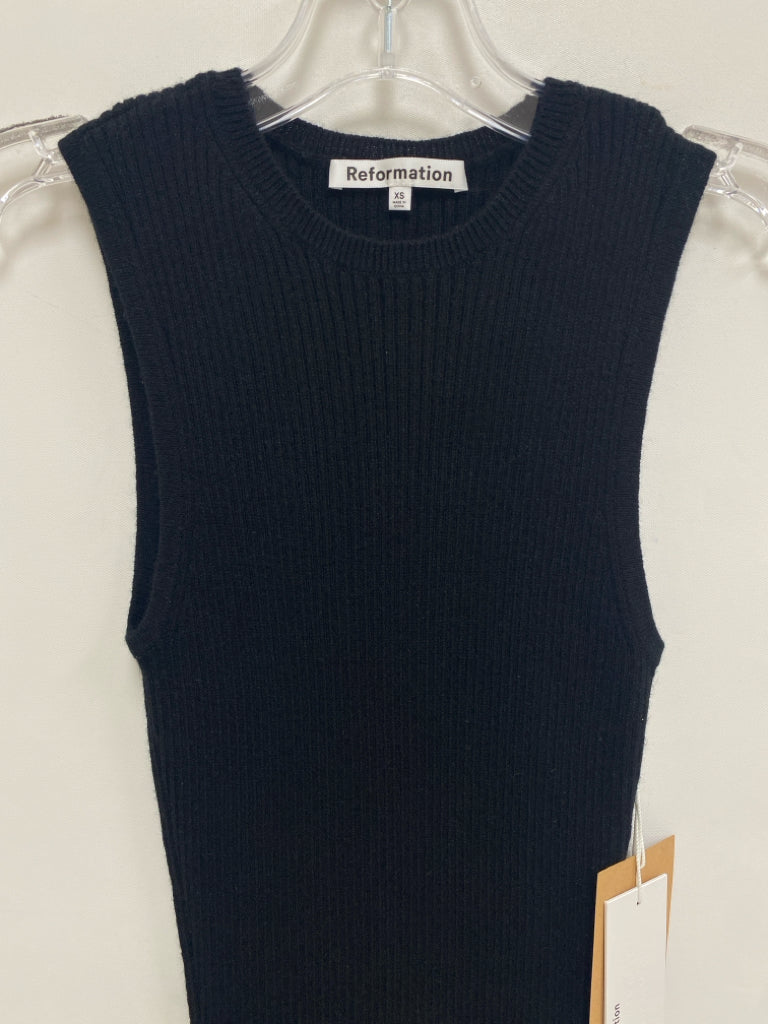 NWT Reformation Size XS Black Ribbed Sleeveless Ladies Dress