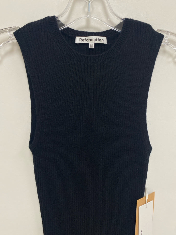 NWT Reformation Size XS Black Ribbed Sleeveless Ladies Dress