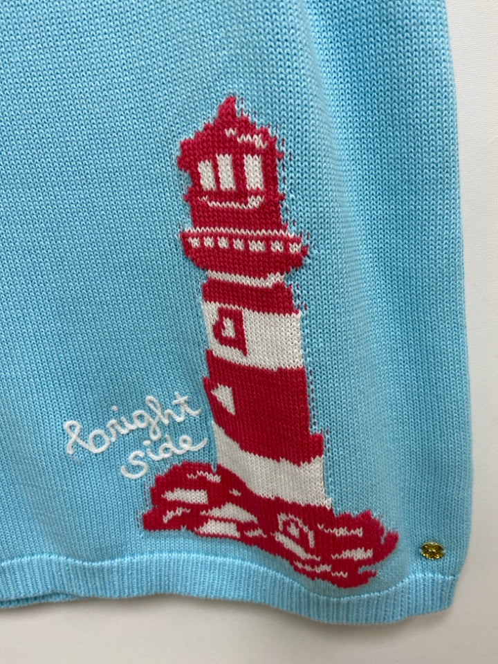 NWT LILLY PULITZER Size L Aqua Pink Lighthouse Sleeveless Ladies Sweater