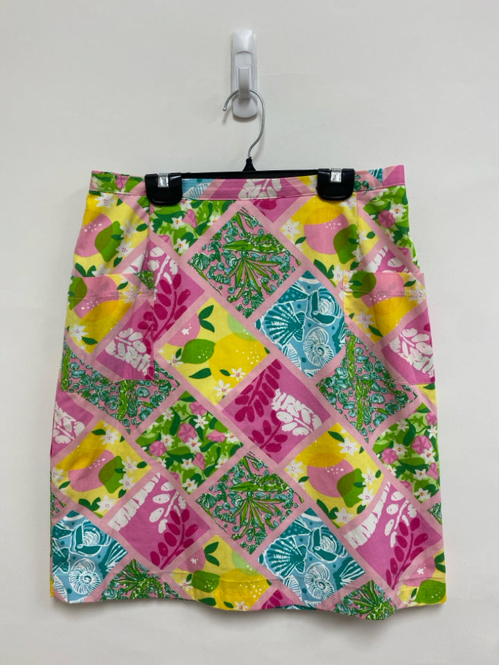 LILLY PULITZER Size M Pink Green/Multi Patches Ladies Skirt