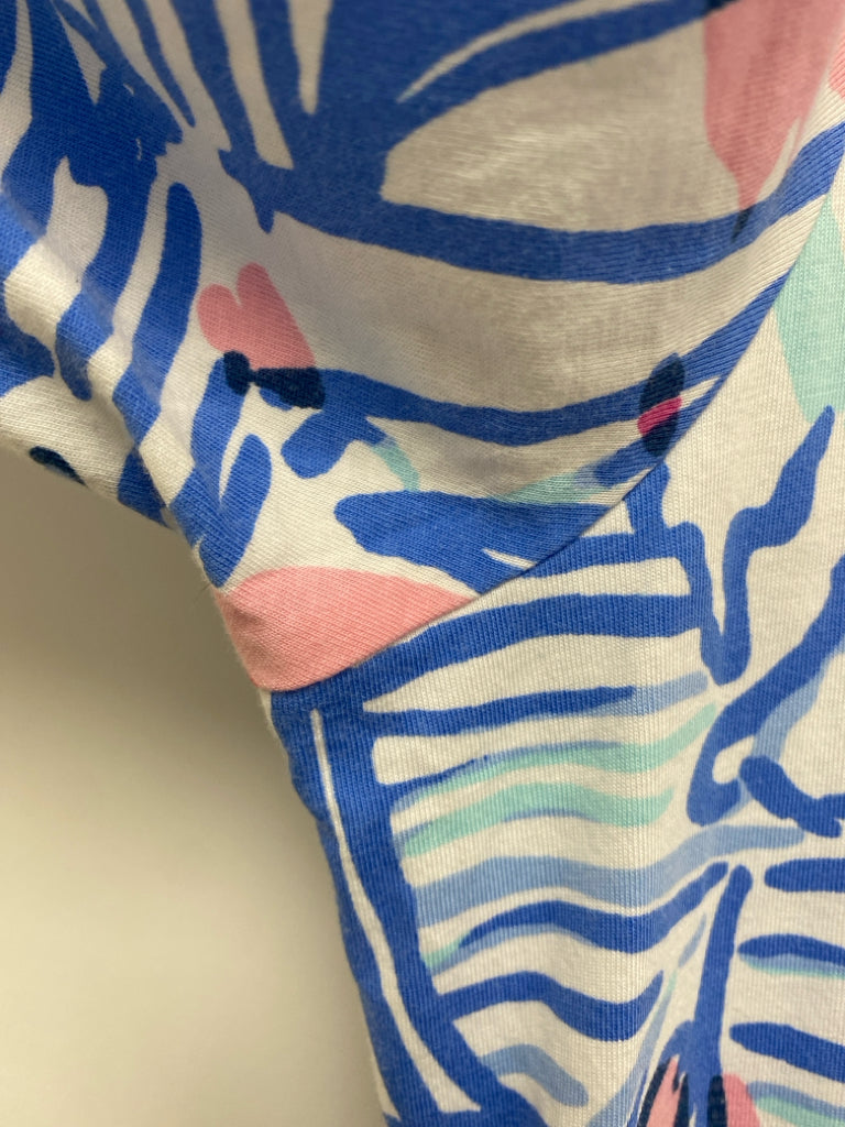 LILLY PULITZER Size XL White/Periwinkle Aqua/Pink Boats 3/4 Sleeve Ladies Dress