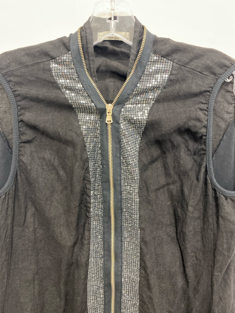 Size XL Black Sequins Sleeveless Linen Ladies Dress