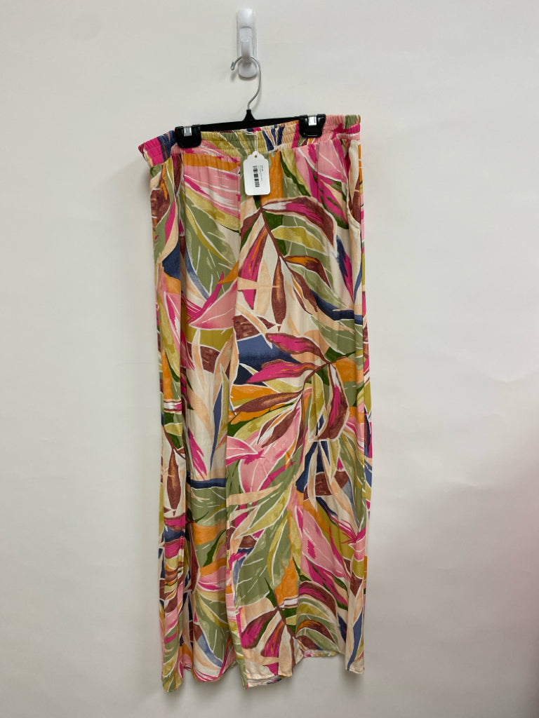 NWT Size XL Orange Green/Pink Leaves Ladies Pants