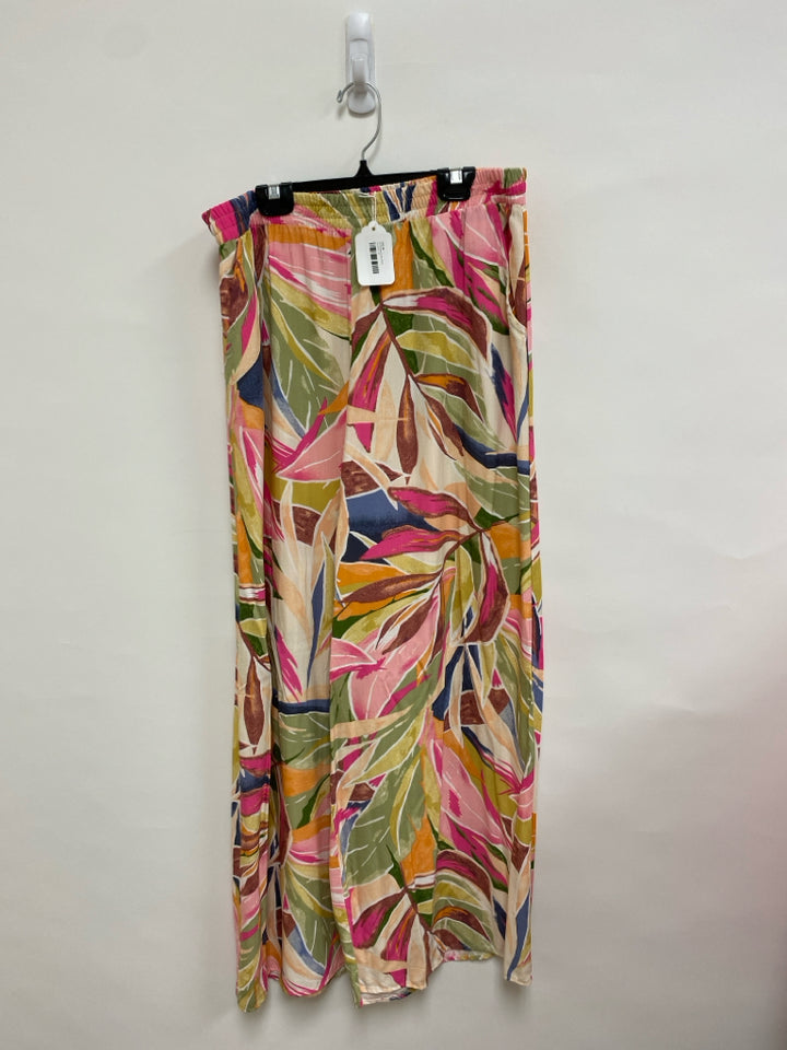 NWT Size XL Orange Green/Pink Leaves Ladies Pants