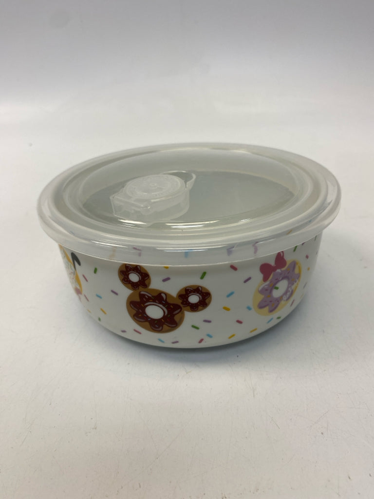 Disney White Multi Color Mickey Mouse Ceramic/Plastic Storage Container