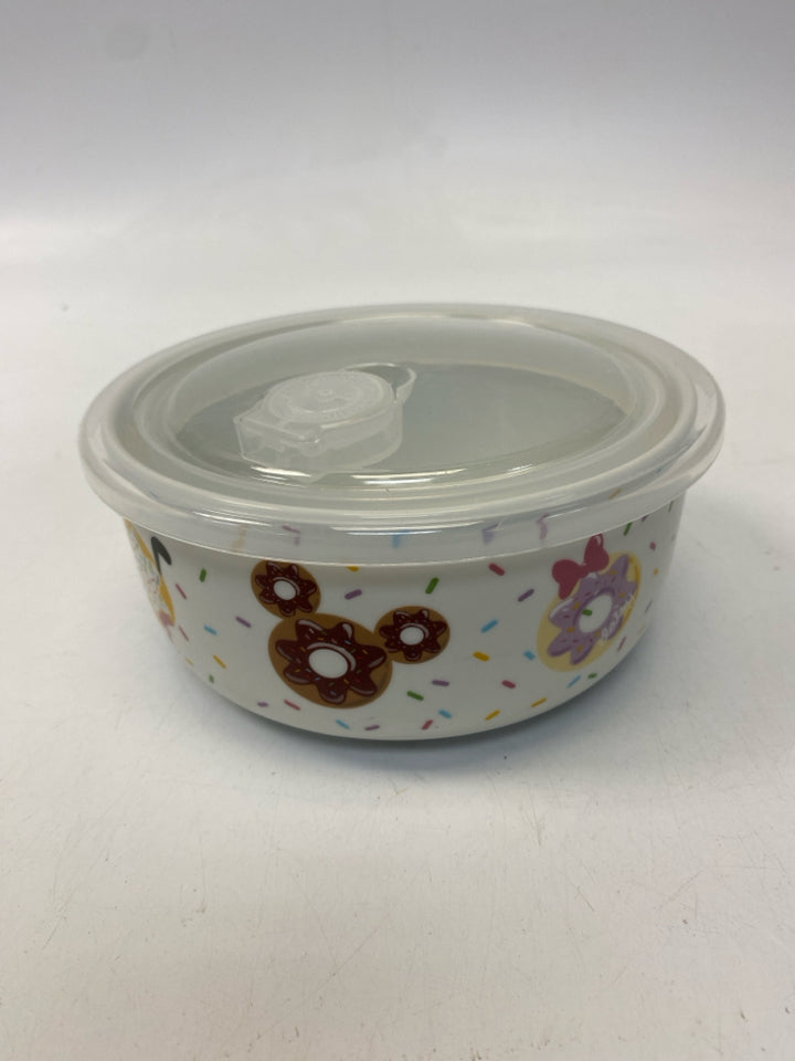 Disney White Multi Color Mickey Mouse Ceramic/Plastic Storage Container