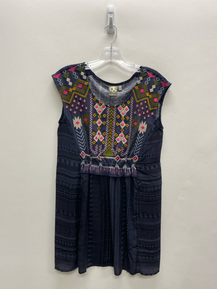 One September Size XS Navy Multi Color Embroidered Sleeveless Ladies Dress
