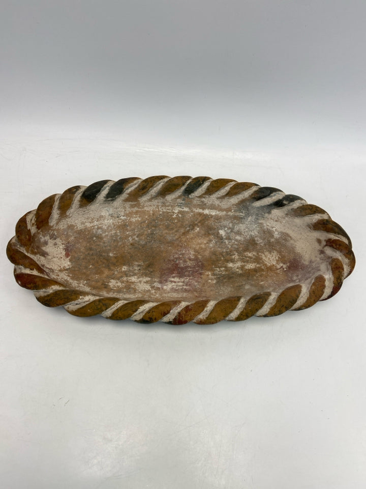 Cream Brown/Green Mottled Stone Basket