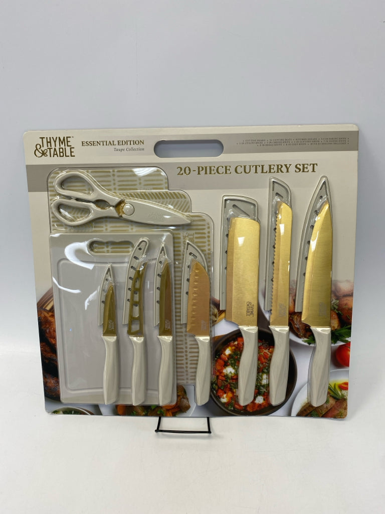 NEW/PKG Thyme &amp; Table Cream Gold Cutlery