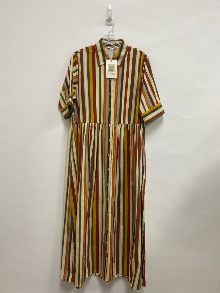 NWT Size 4 Orange/Cream Brick/Brown Stripes Maxi Ladies Dress