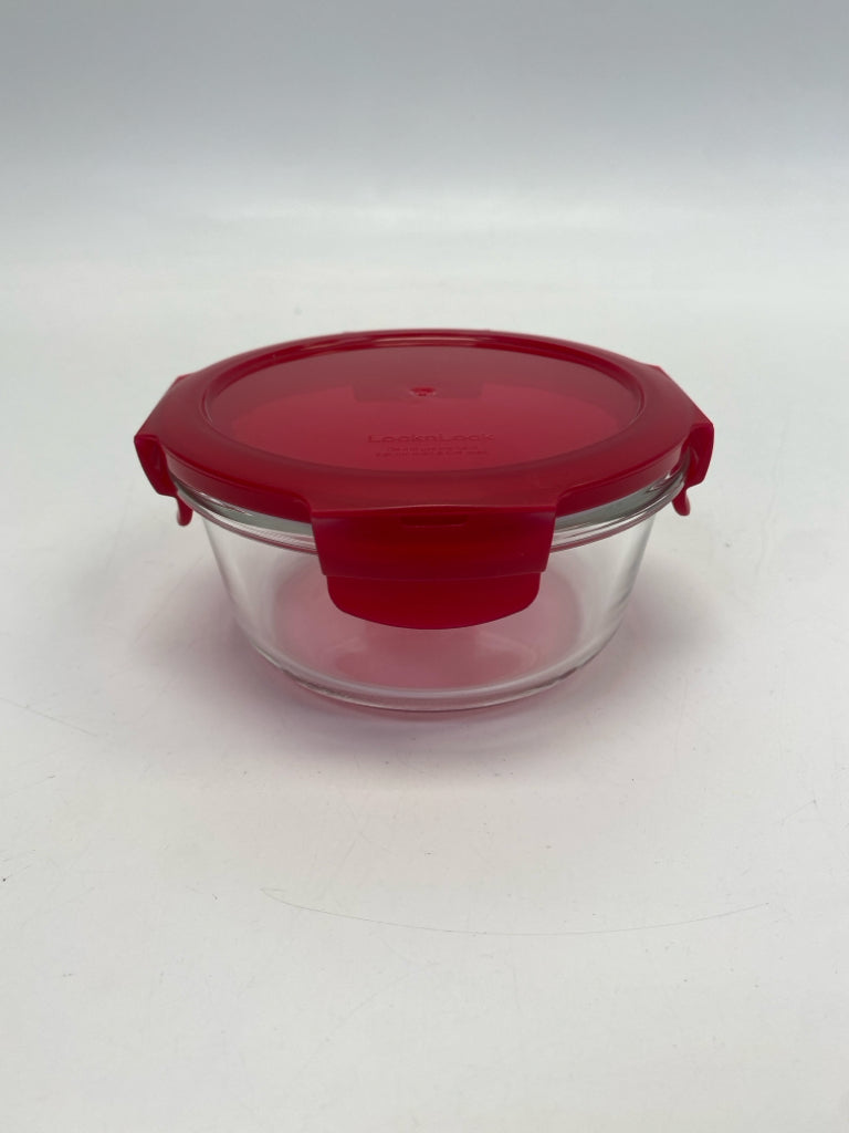 Lock &amp; Lock Red Clear Glass Storage Container